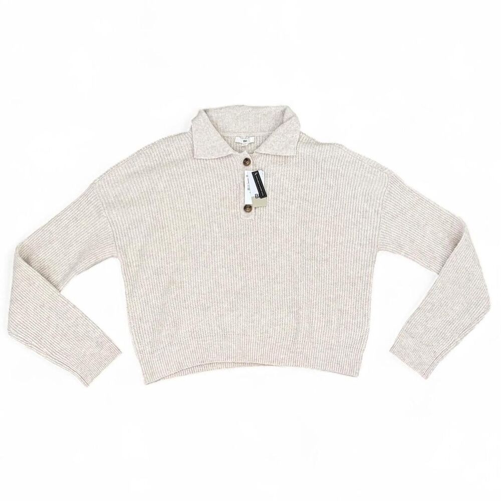 NWT Nordstrom BP Oatmeal Cream Collared Henley Sweater - Size Large